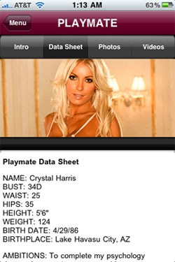 Вышло официальное приложение Playboy для iPhone  (playmatedatasheet)