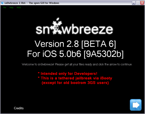 sn0wbreeze 28b6 500x393 Вышла утилита Sn0wBreeze 2.8b6: джейлбрейк и хактивация iOS 5 Beta 6