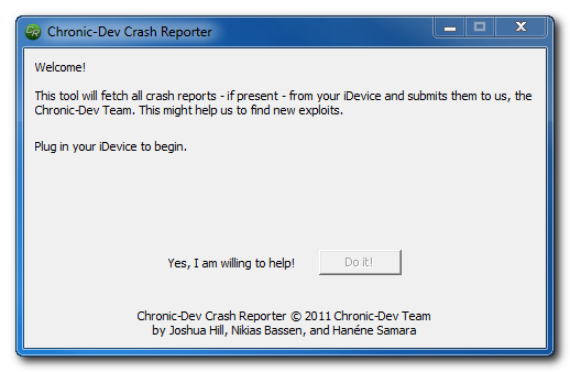 crashreporter Chronic Dev Team выпустила утилиту CrashReporter для Windows
