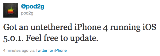 iphone4 untethered jailbreak Untethered Jailbreak for iPhone 4 with iOS 5.0.1 is possible