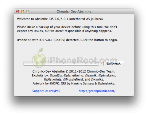 absinthe 500x390 Джейлбрейк для iPhone 4S и iPad 2 вышел