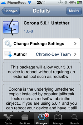 Corona 108 266x400 Update to Corona untethered jailbreak released