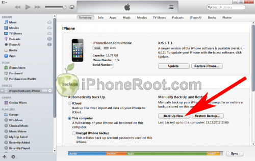 iTunes 11 iphone backup2 500x316 Пошаговая инструкция: как правильно сделать рестор для джейлбрейка iOS 6.1