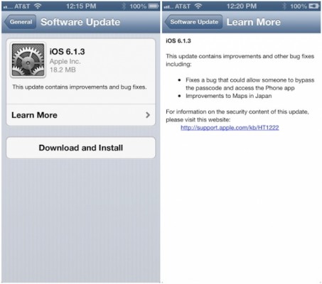 ios613 453x400 Apple Releases iOS 6.1.3 With Evasi0n Fix