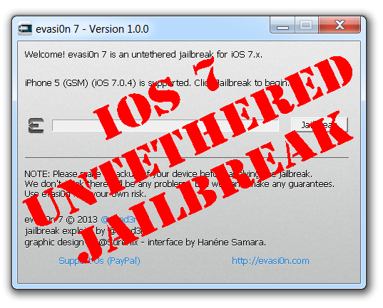 evasi0n7 windows Пошаговое руководство: отвязанный джейлбрейк iPhone, iPad и iPod Touch с помощью Evasi0n (Windows) [iOS 7.0 7.0.6]