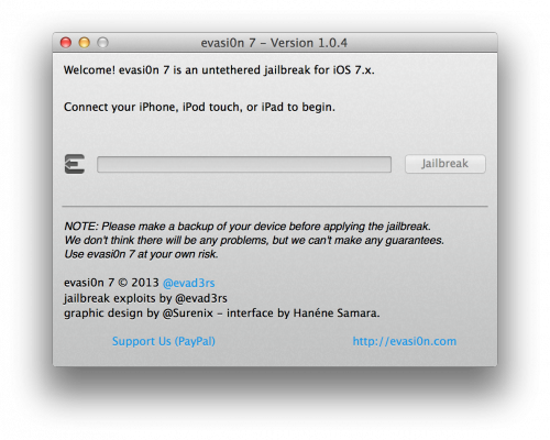 evasion 1.0.4 500x400 Evad3rs Release Evasi0n7 1.0.4 with Important Untether Security Fixes
