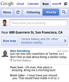 Google Buzz web app